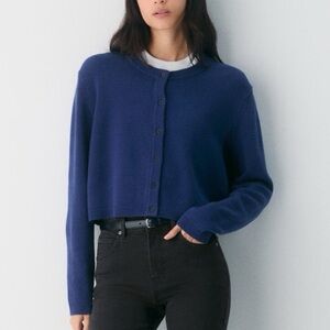 Wilfred Sicily Byron Blue Cropped Wool Blend Cardigan